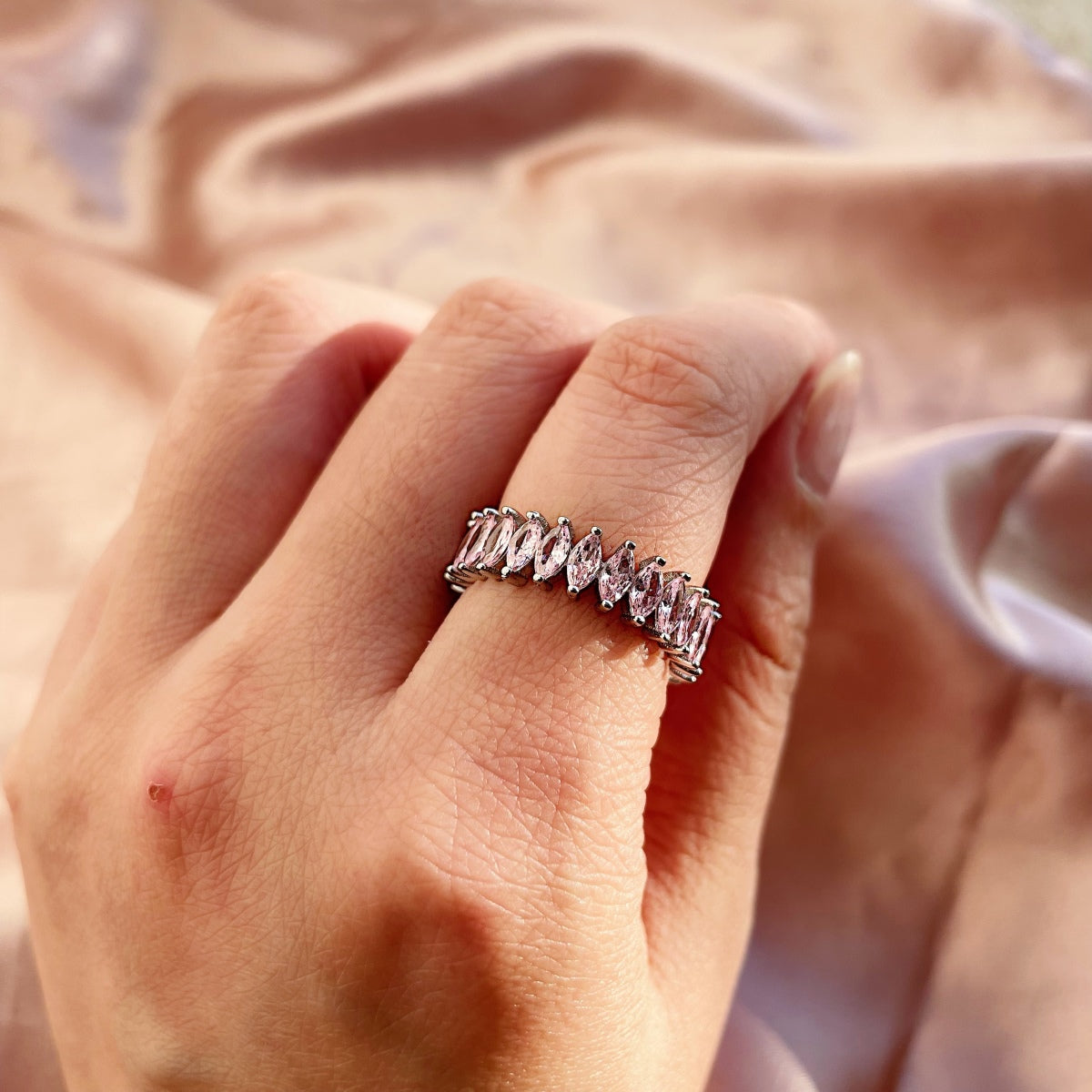 [Olivia Jewelry]Gorgeous Marquise Cut Tennis Ring