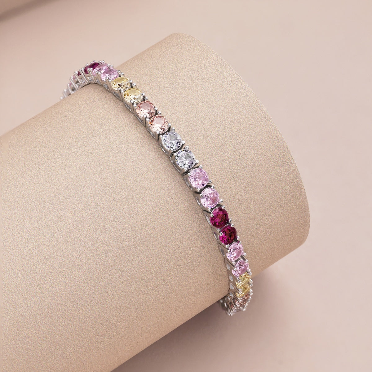 [Olivia Jewelry]Radiant Colorful Round Cut Tennis Bracelet
