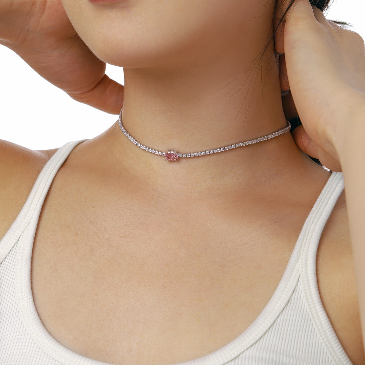 [Olivia Jewelry]1.0 Carat Shining Oval Cut Necklace