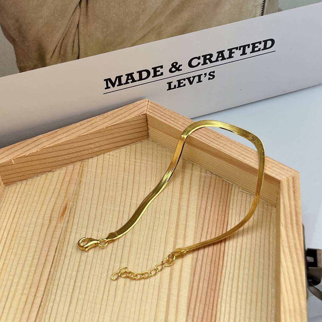 [Olivia Jewelry]Flat Snake Bone Chain Blade Necklace