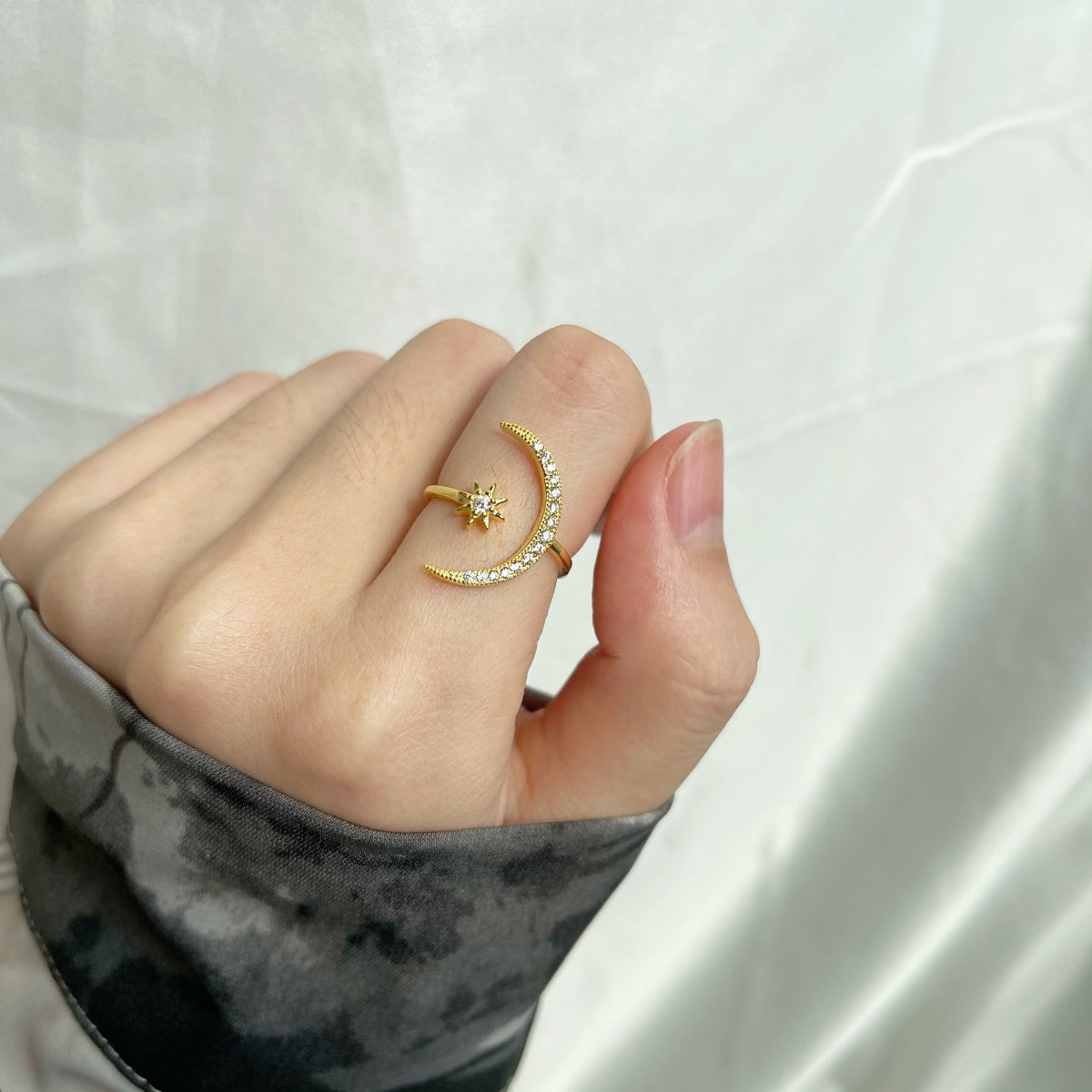 [Olivia Jewelry]Eternity Moon & Star Ring