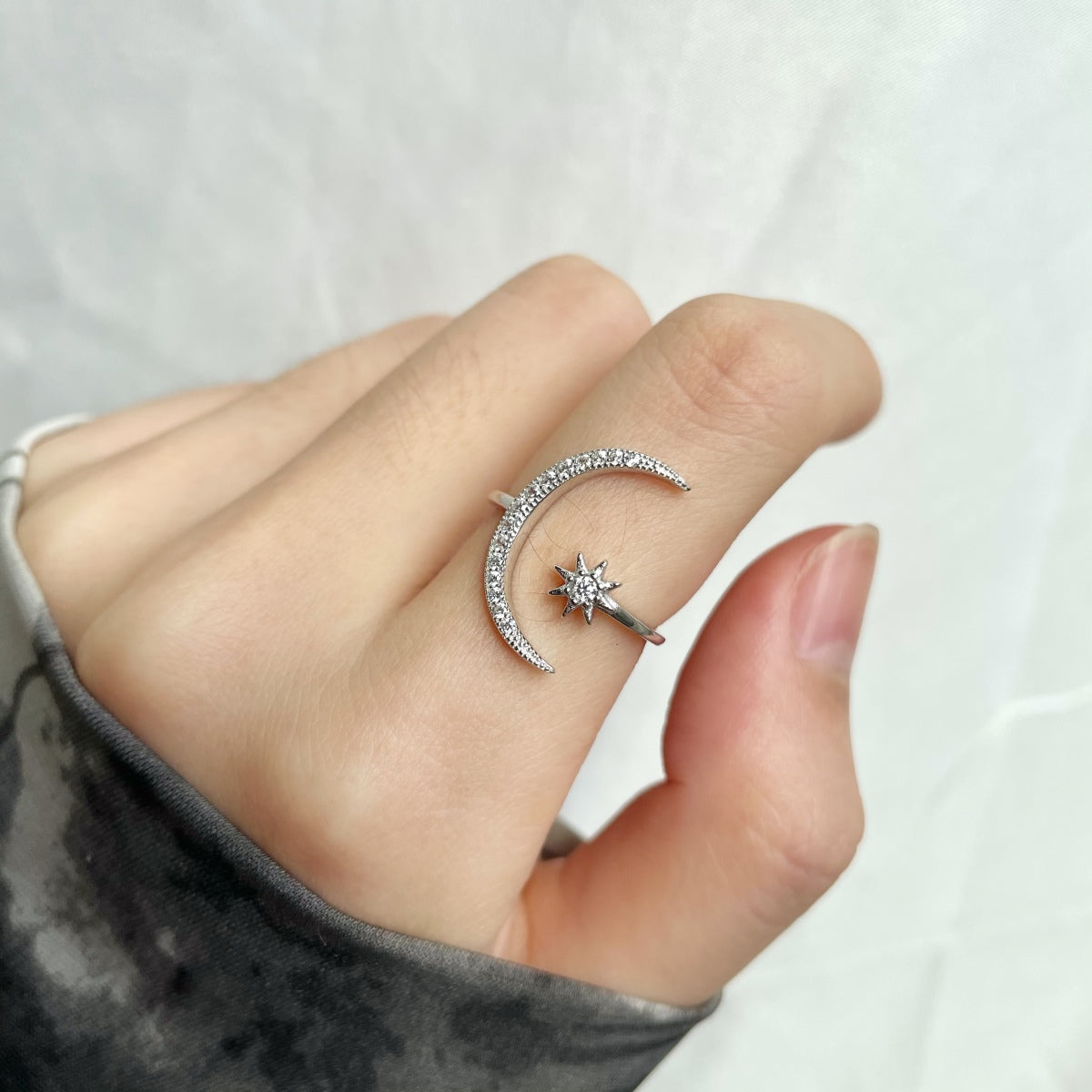 [Olivia Jewelry]Eternity Moon & Star Ring