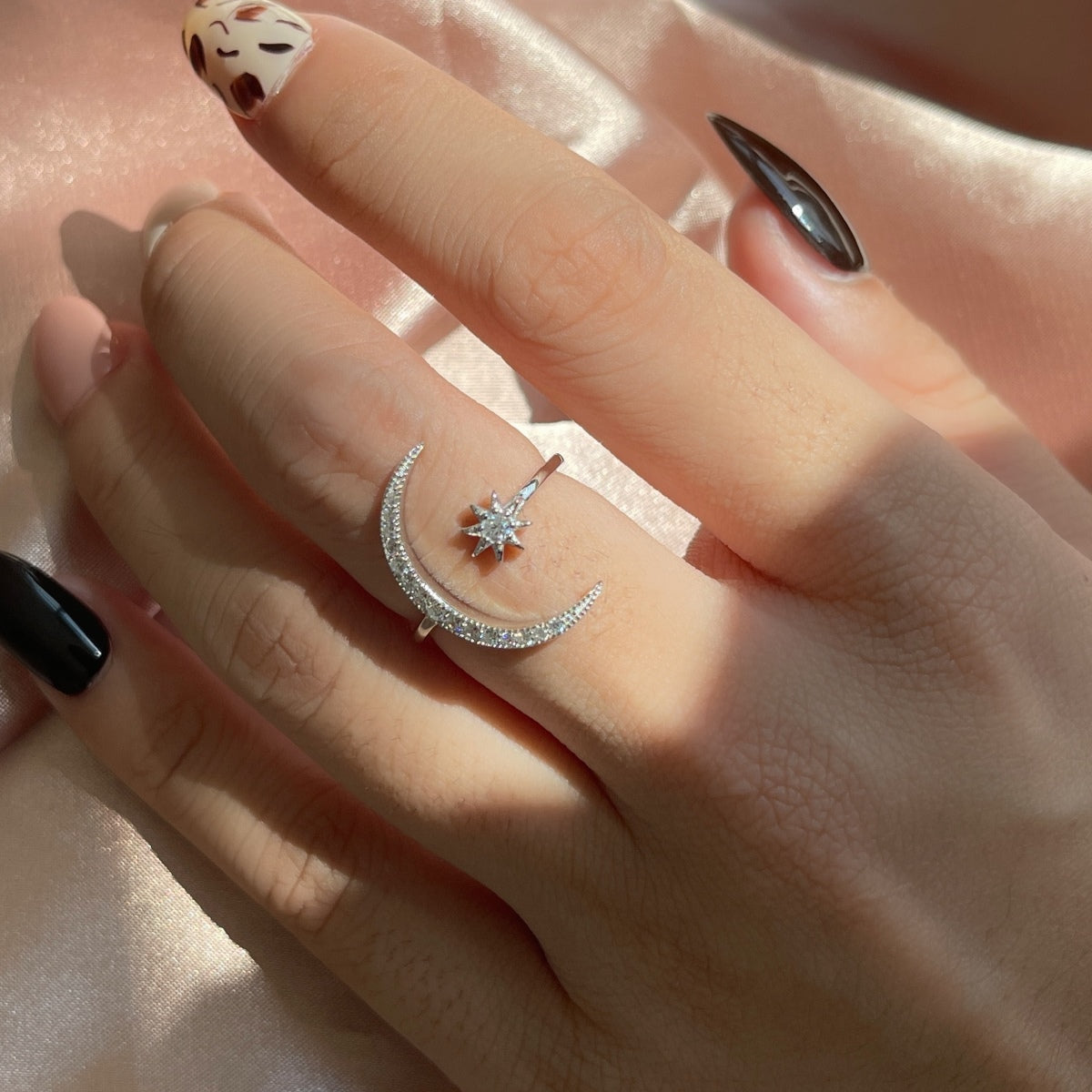 [Olivia Jewelry]Eternity Moon & Star Ring