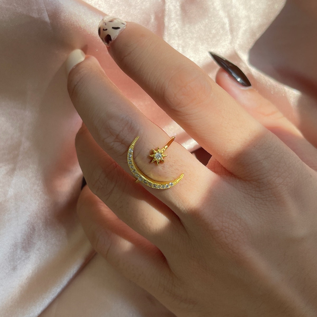 [Olivia Jewelry]Eternity Moon & Star Ring