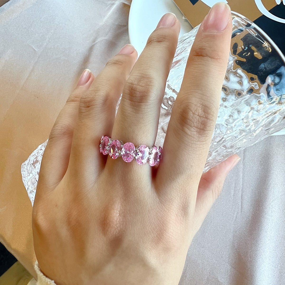 [Olivia Jewelry]Dainty Elongated Cushion Cut Tennis Ring