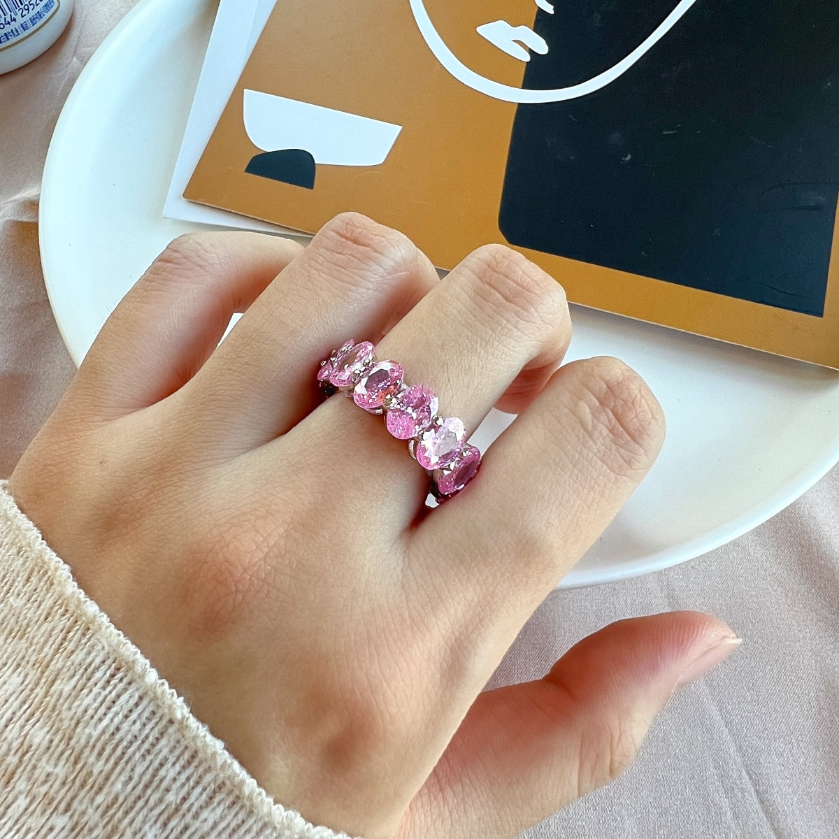 [Olivia Jewelry]Dainty Elongated Cushion Cut Tennis Ring