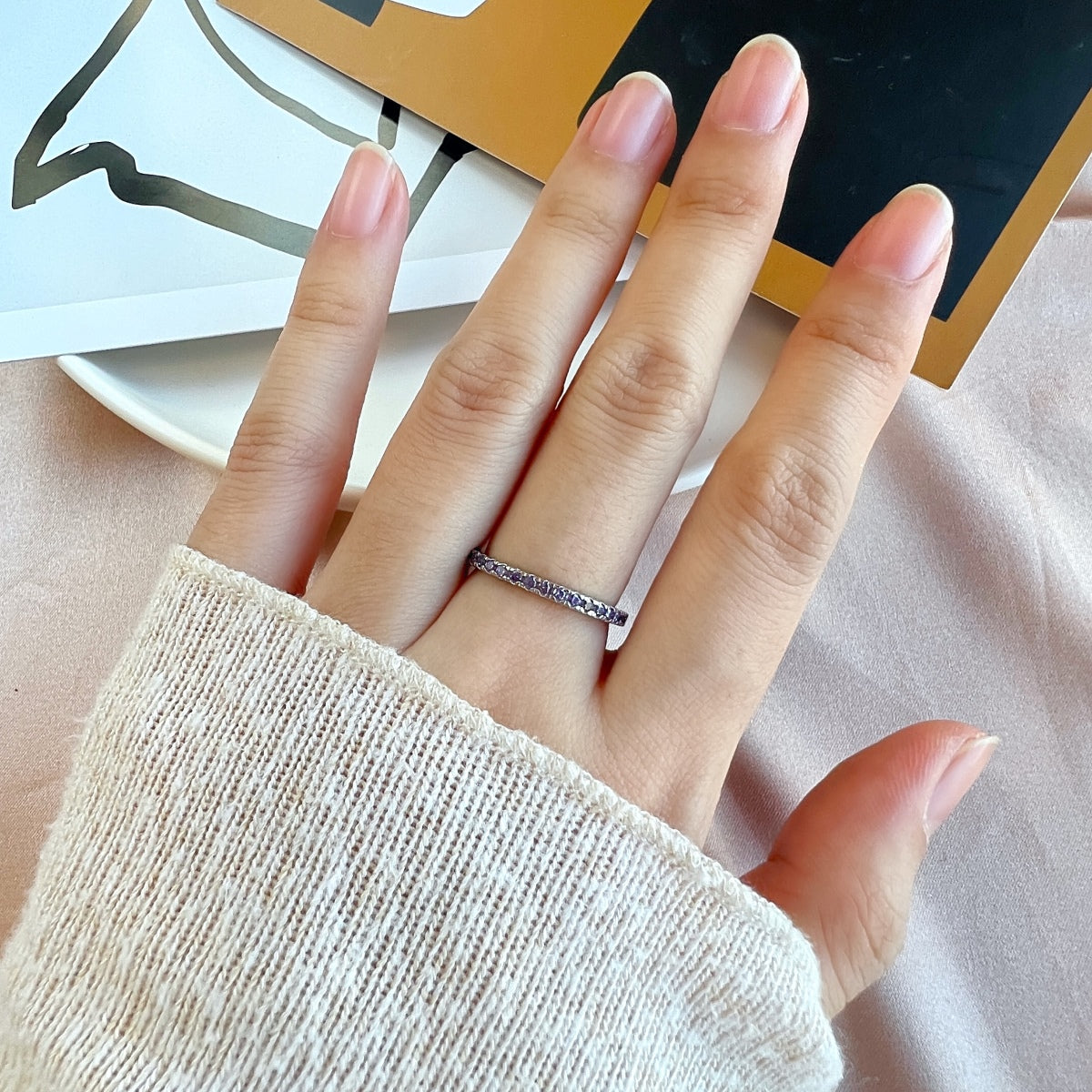 [Olivia Jewelry]Delicate Sparkling Round Cut Daily Ring