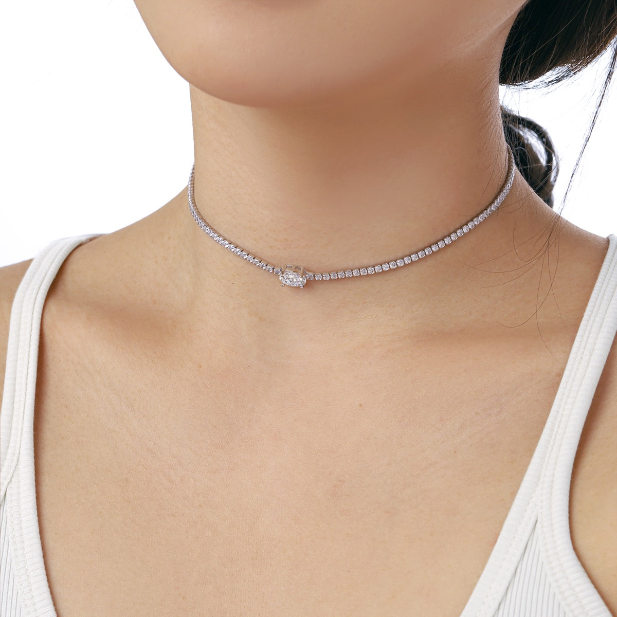 [Olivia Jewelry]1.0 Carat Shining Oval Cut Necklace