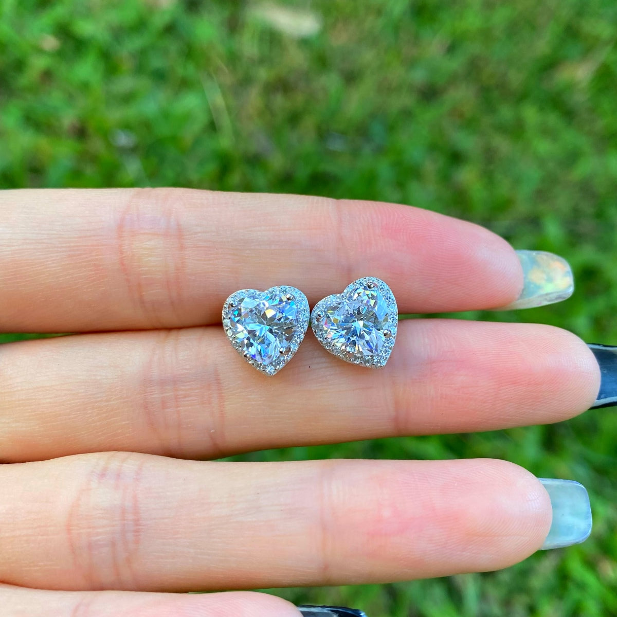 [Olivia Jewelry]Sparkling Heart Shape Lover Earrings