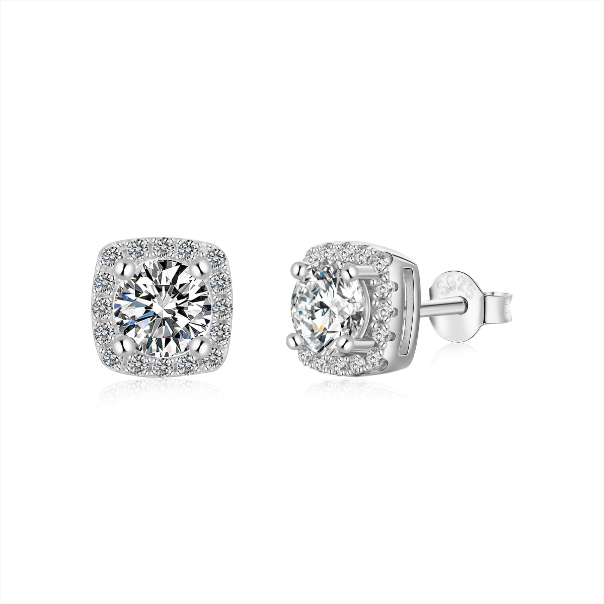 [Olivia Jewelry]Classic Round Center Stone Stud Earrings