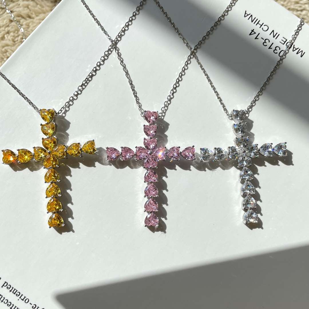 [Olivia Jewelry]Radiant Cross Shape Necklace