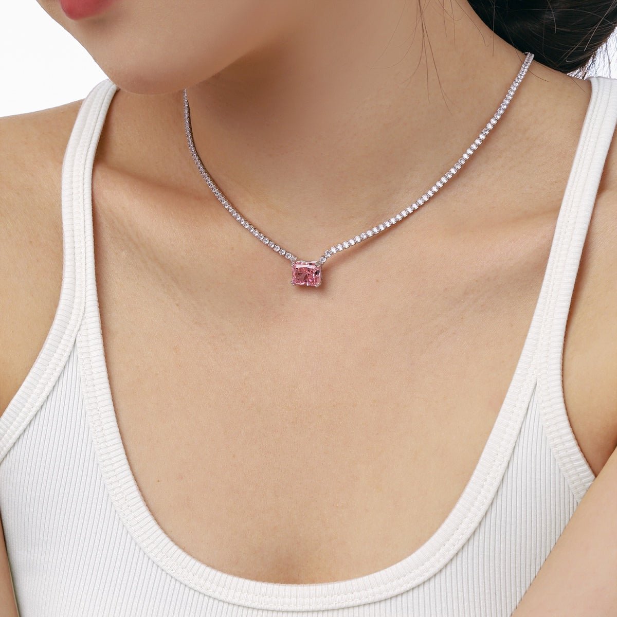 [Olivia Jewelry]4.0 Carat Elegant Radiant Cut Necklace