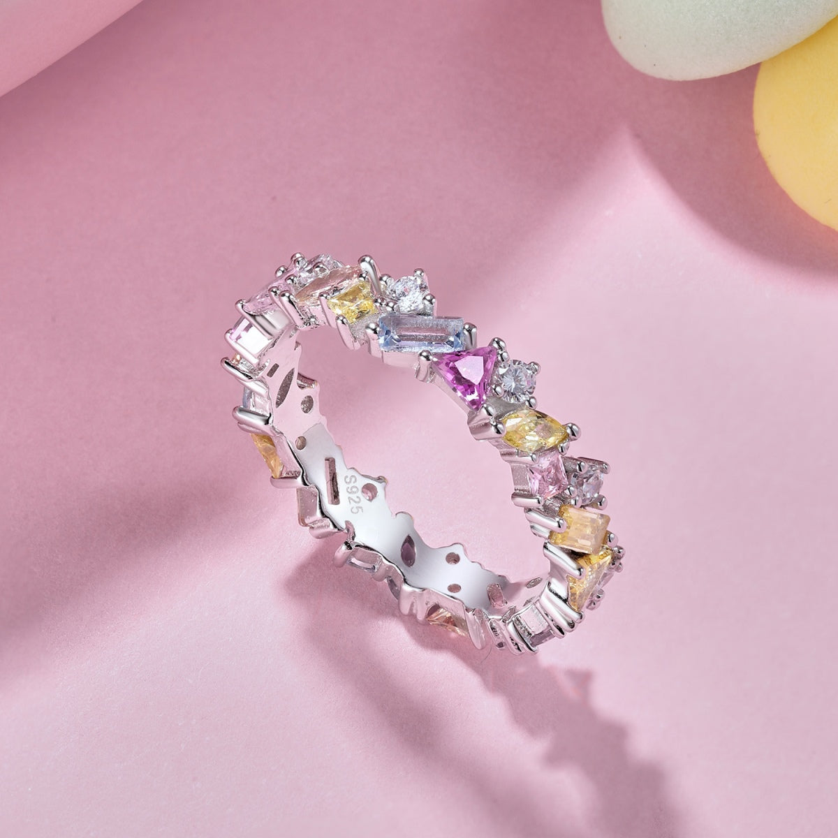 [Olivia Jewelry]Dazzling Polychromatic Multi cut Daily Ring