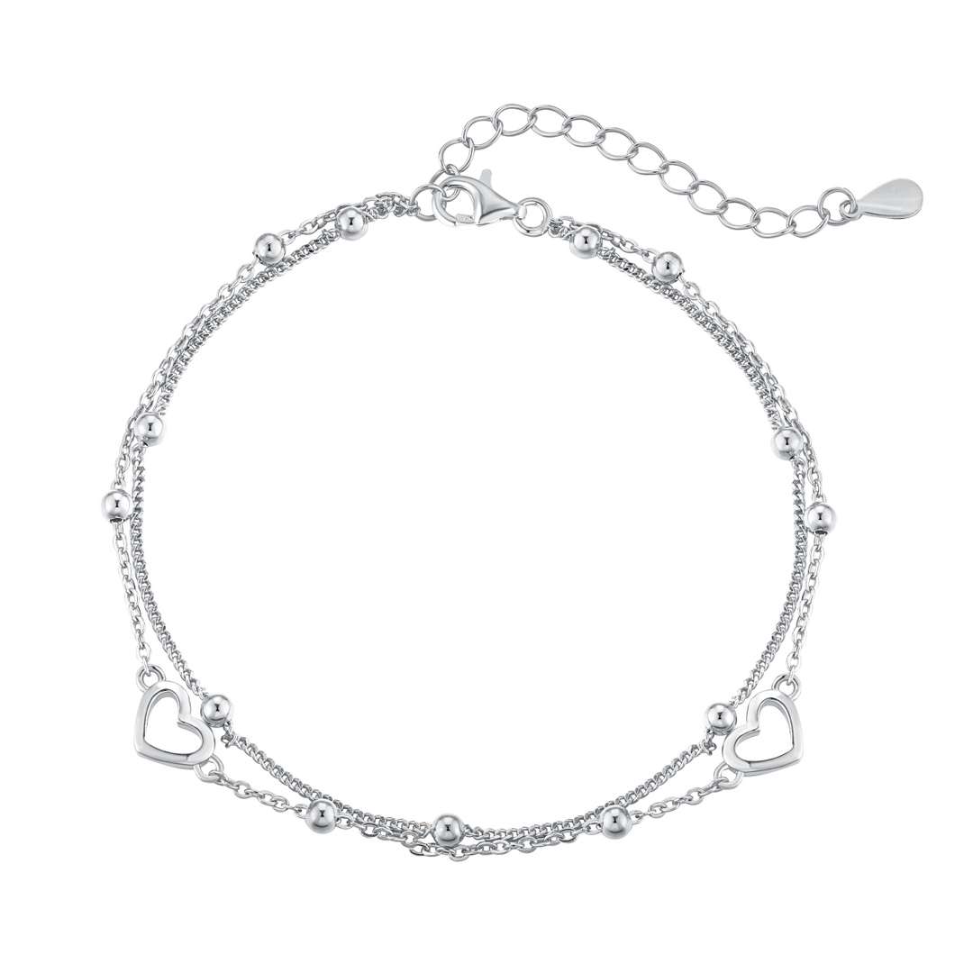 [Olivia Jewelry]Dainty Double Layer Love Heart Bracelet