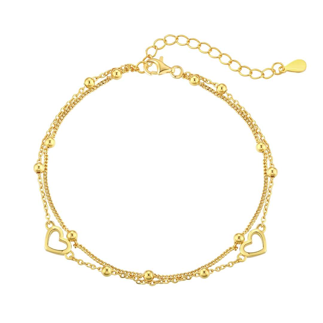 [Olivia Jewelry]Dainty Double Layer Love Heart Bracelet
