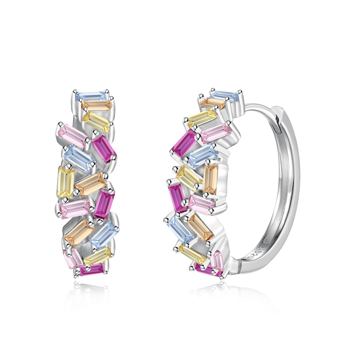 [Olivia Jewelry]Dazzling Colorful Emerald Cut Daily Earrings