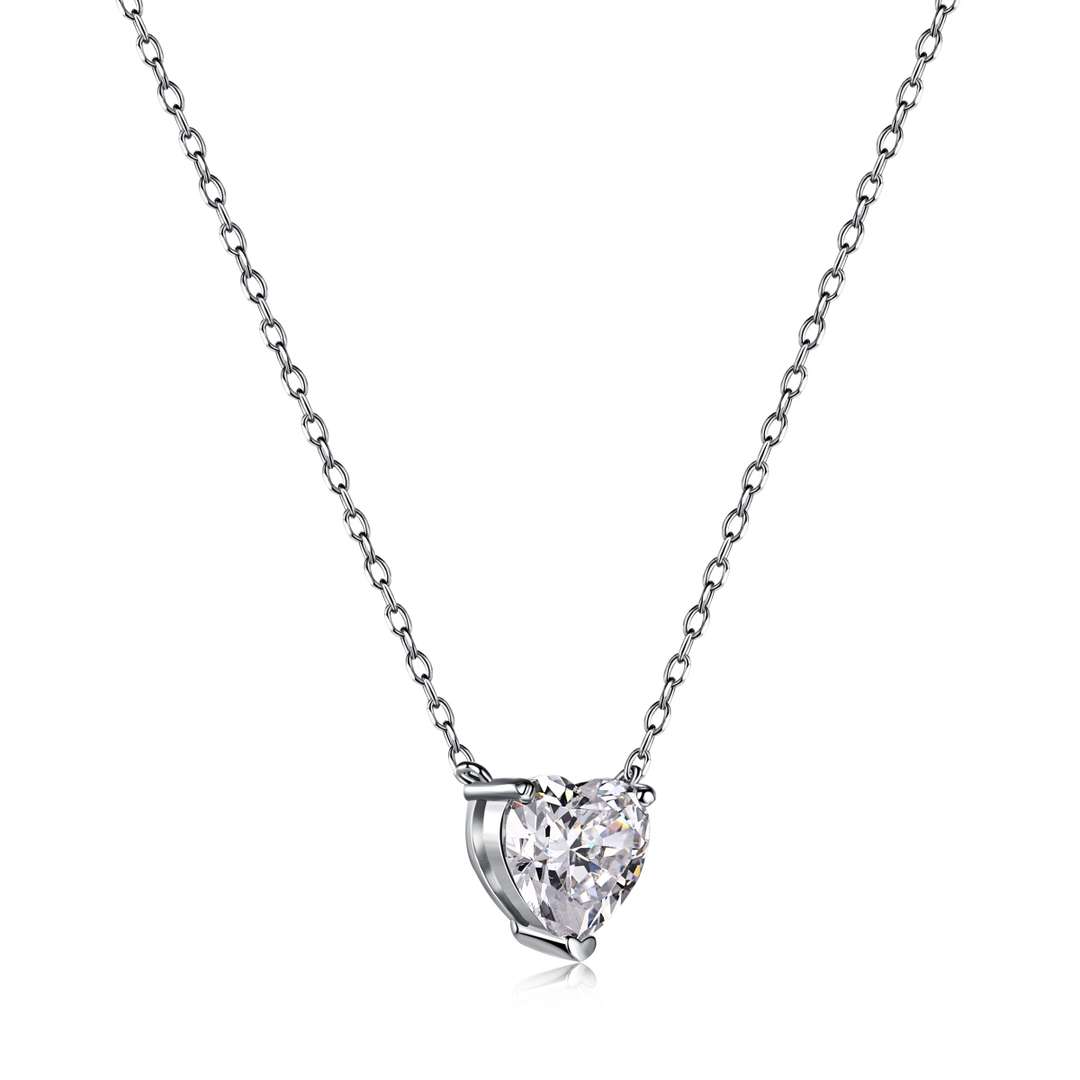 [Olivia Jewelry]Heart Shape Main Stone Pendant Collarbone Necklace