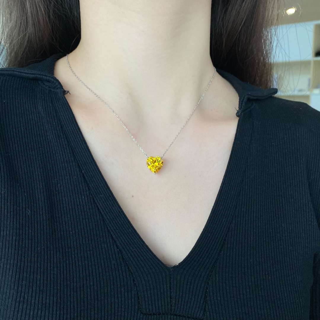 [Olivia Jewelry]6.0 carat Radiant Heart Shape Necklace