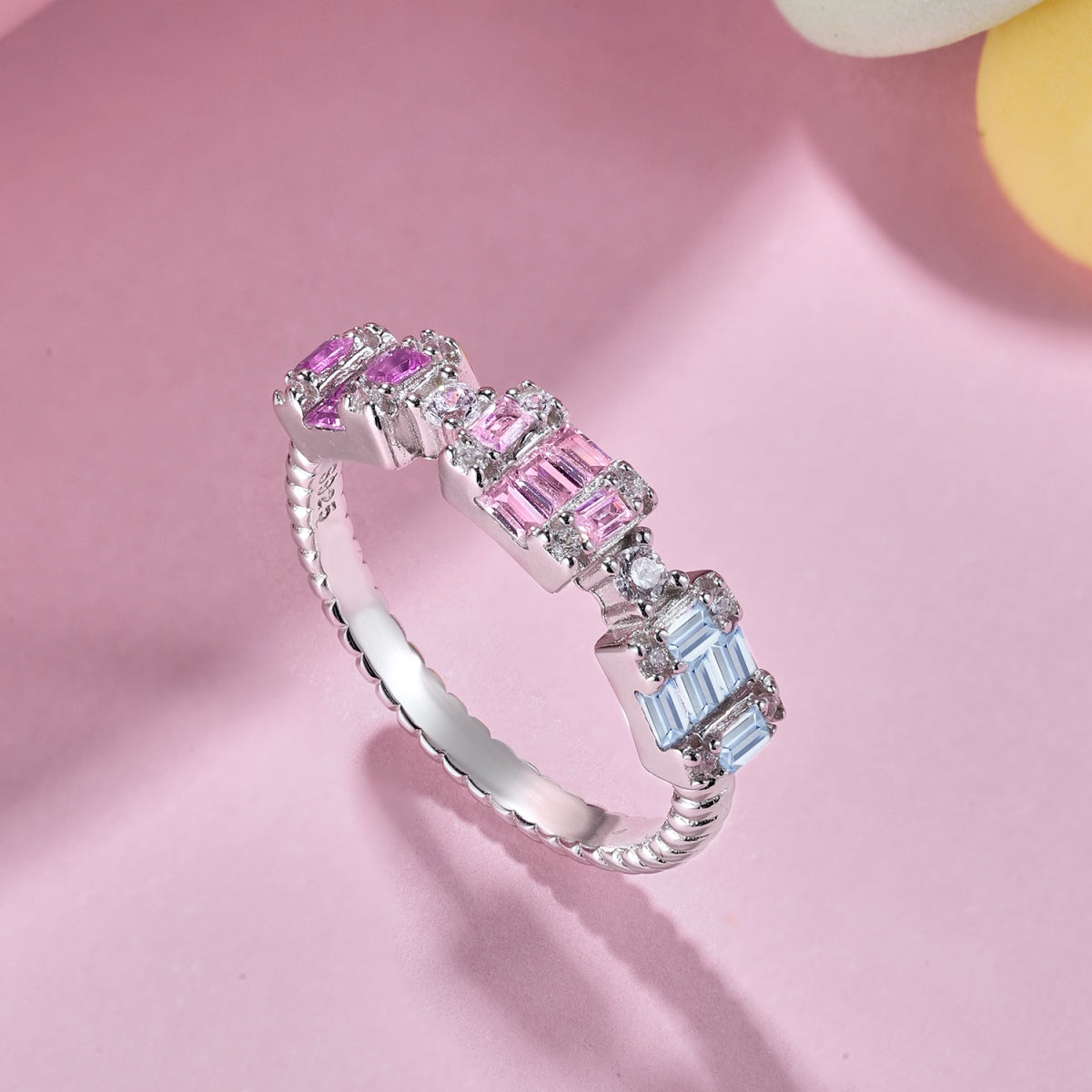 [Olivia Jewelry]Unique Colorful Emerald Cut Party Ring
