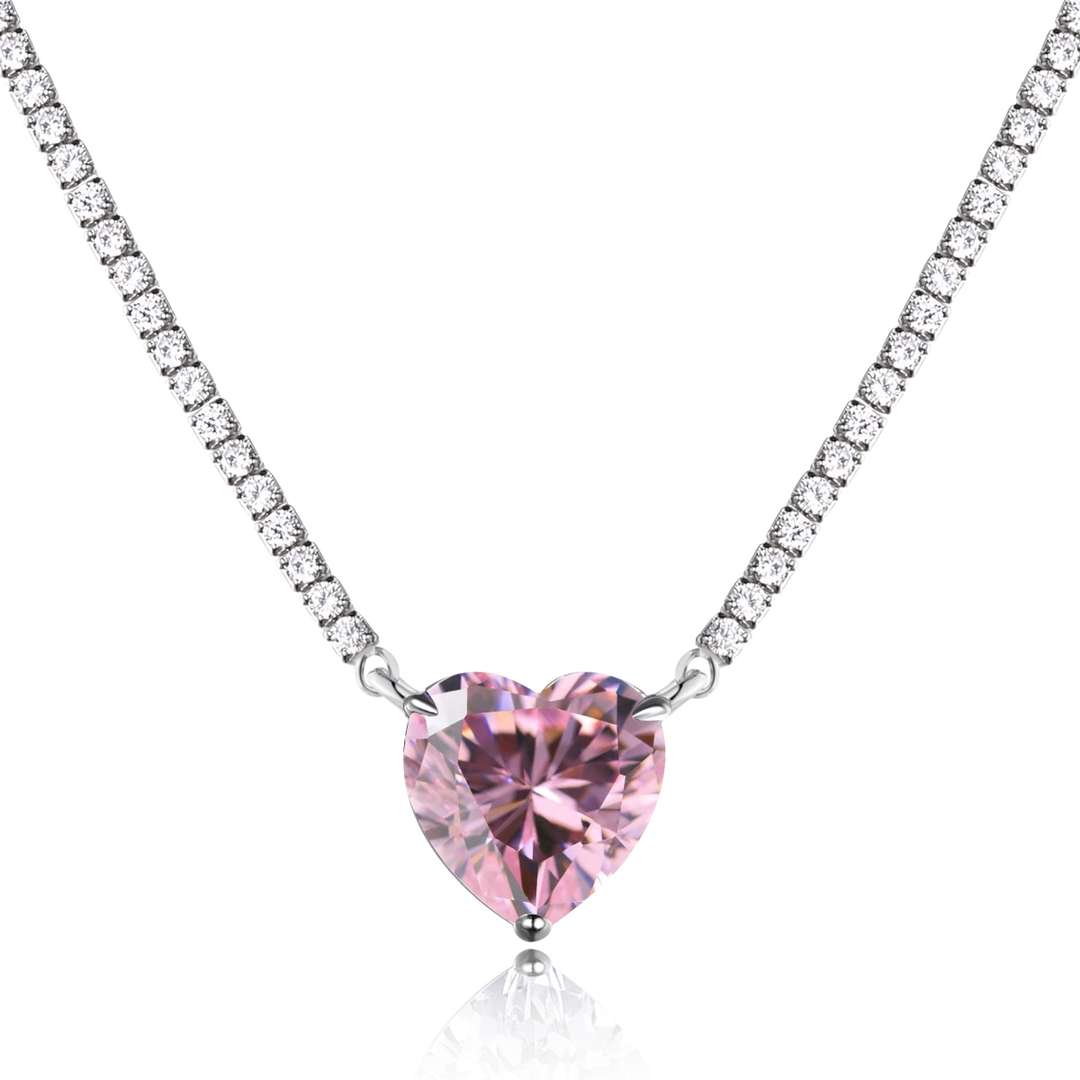 [Olivia Jewelry]8.0 Carat Versatile Colorful Sweet Heart-Shaped Tennis Necklace