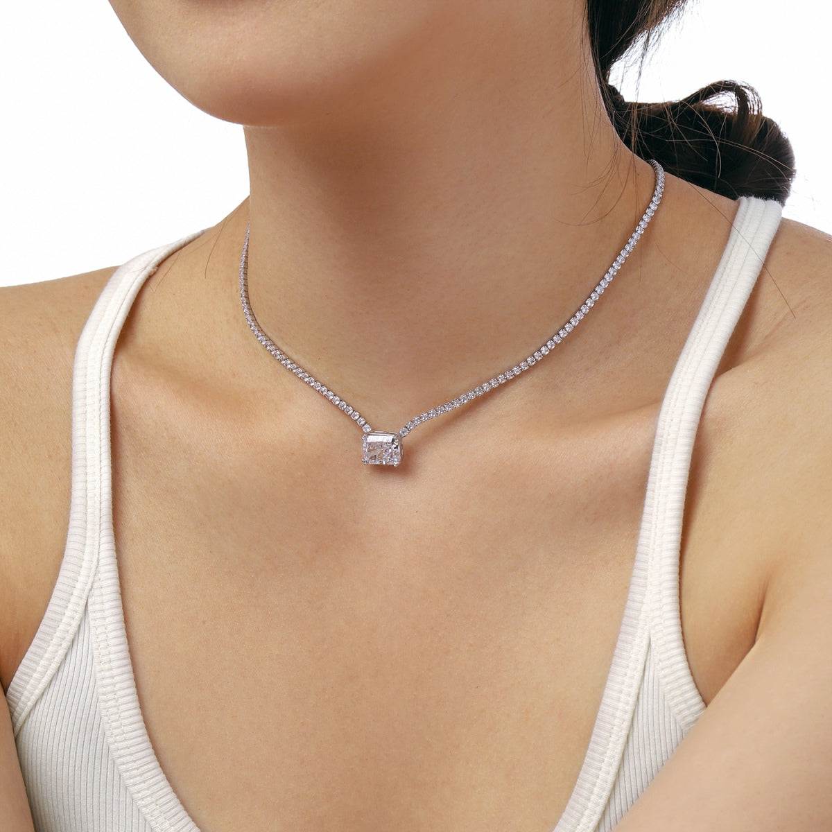 [Olivia Jewelry]4.0 Carat Elegant Radiant Cut Necklace