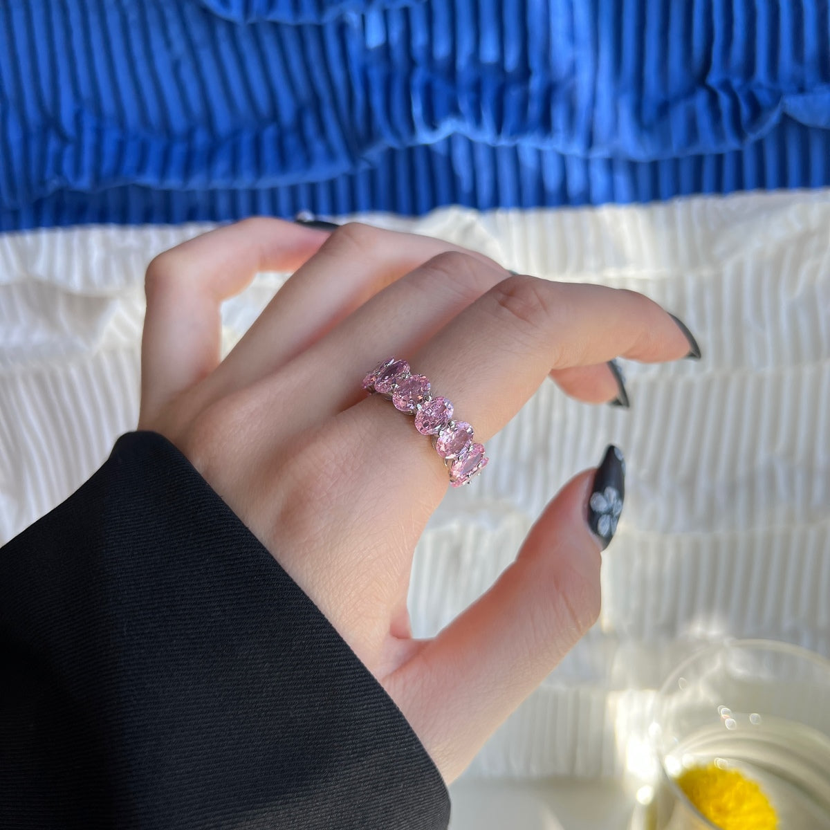 [Olivia Jewelry]Dainty Elongated Cushion Cut Tennis Ring