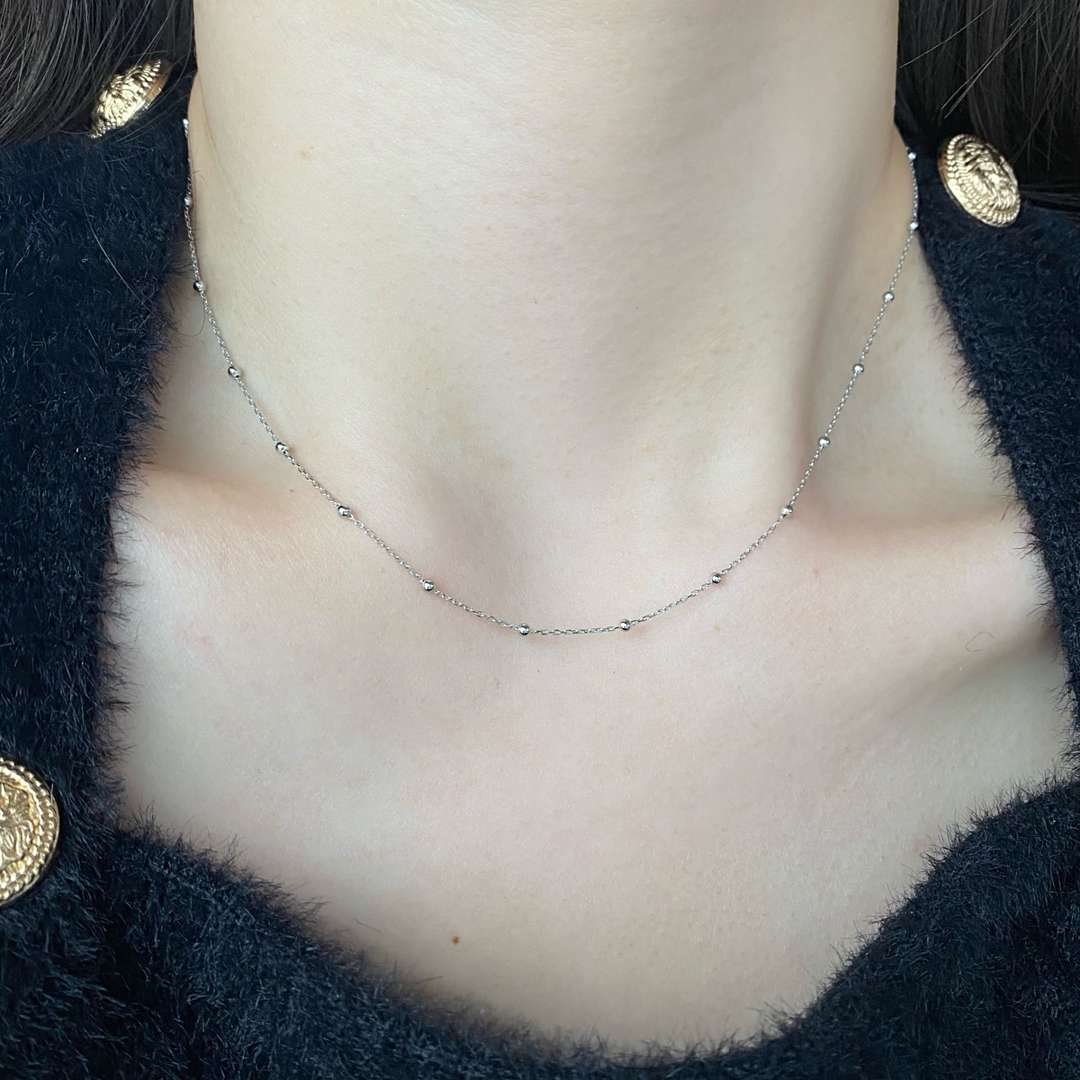 [Olivia Jewelry]Small Bead Clavicle Chain Simple Necklace