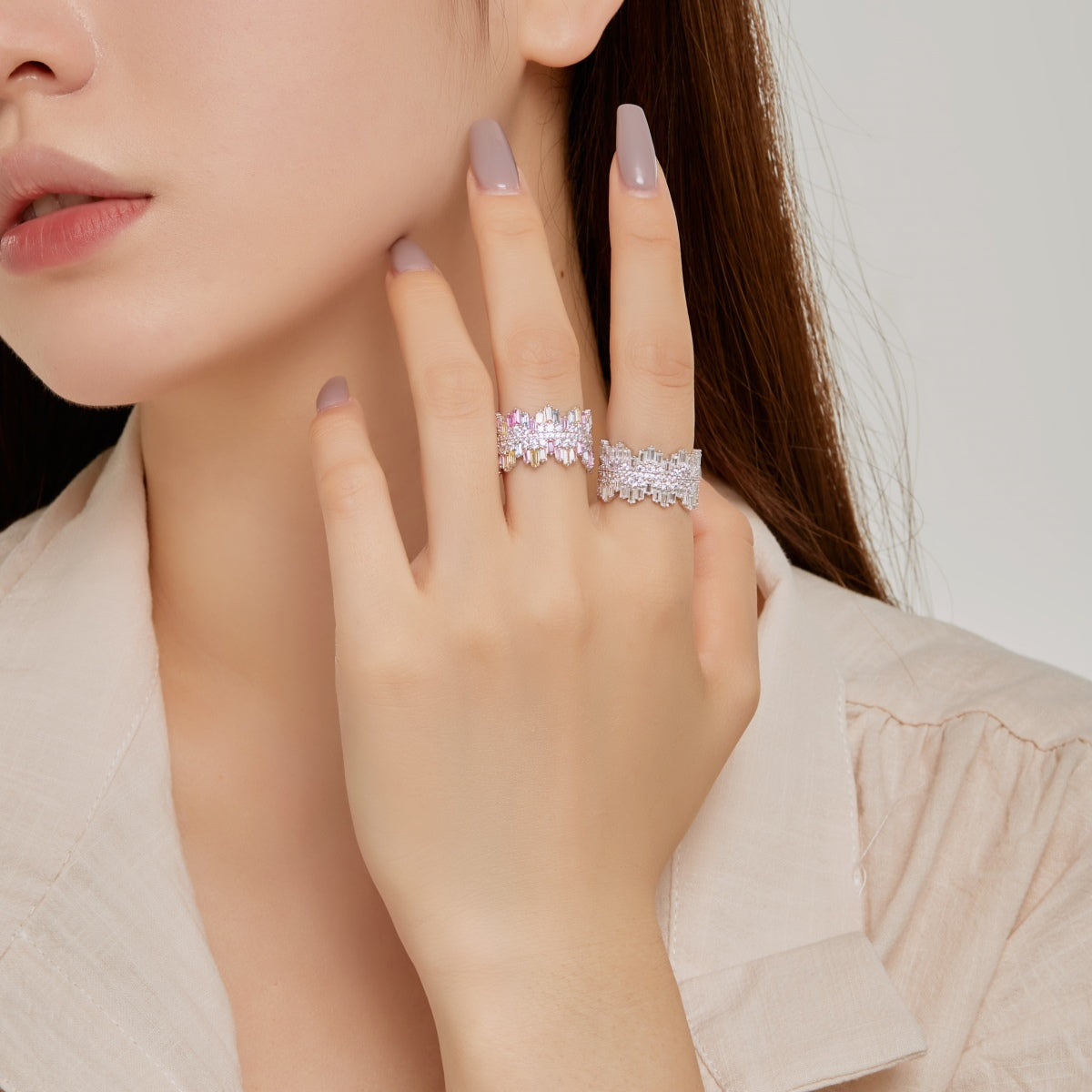[Olivia Jewelry]Luxurious Colorful Radiant Cut Daily Ring