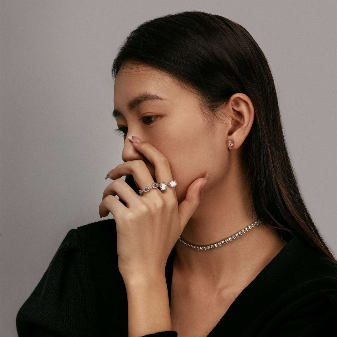 [Olivia Jewelry]Elegant Tennis Chain Necklace