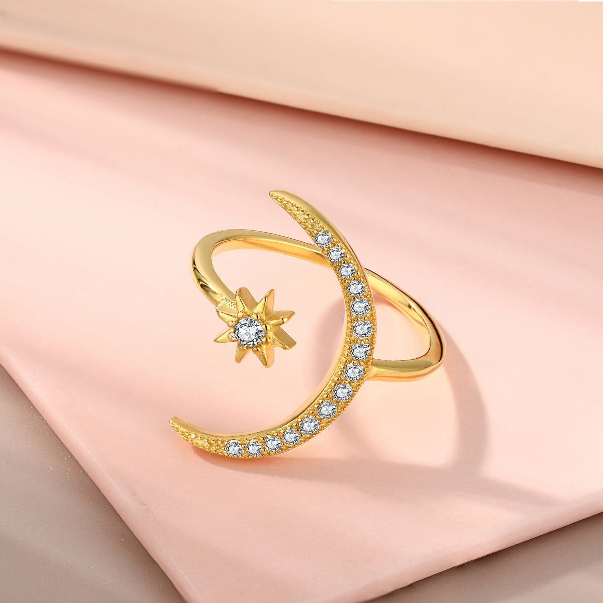 [Olivia Jewelry]Eternity Moon & Star Ring