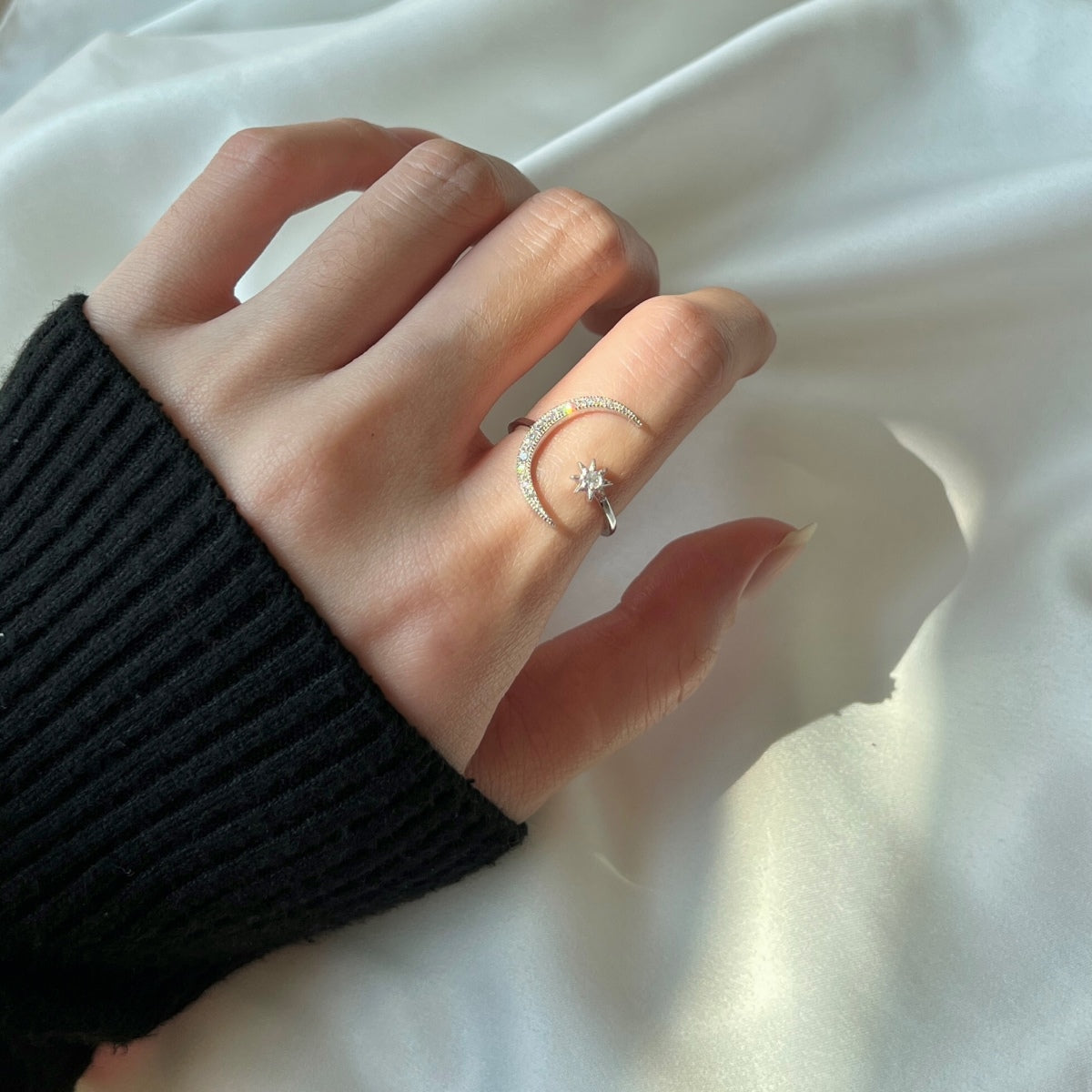 [Olivia Jewelry]Eternity Moon & Star Ring