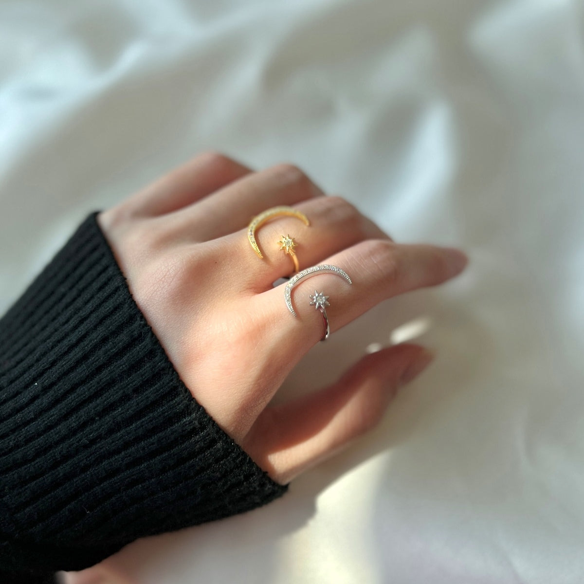 [Olivia Jewelry]Eternity Moon & Star Ring