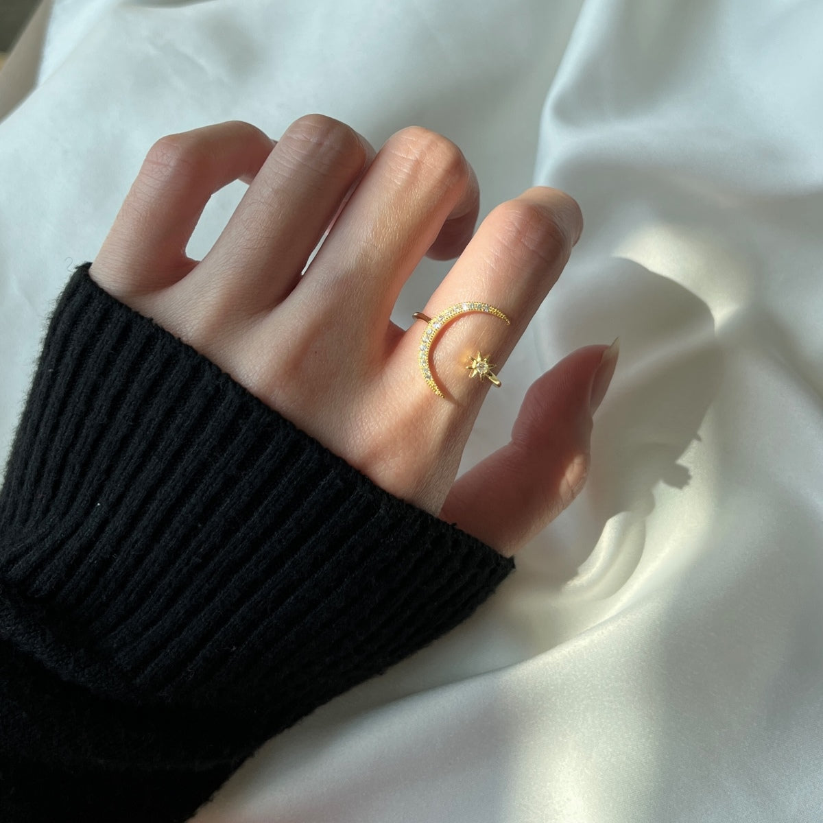 [Olivia Jewelry]Eternity Moon & Star Ring