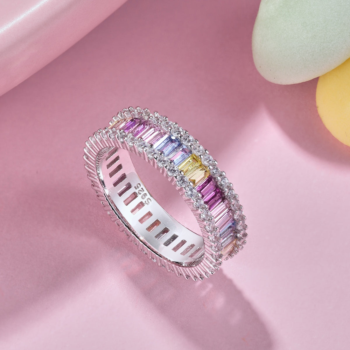 [Olivia Jewelry]Dainty Kaleidoscopic Emerald Cut Daily Ring