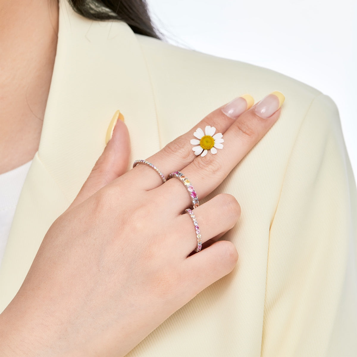 [Olivia Jewelry]Dazzling Lustrous Round Cut Tennis Ring