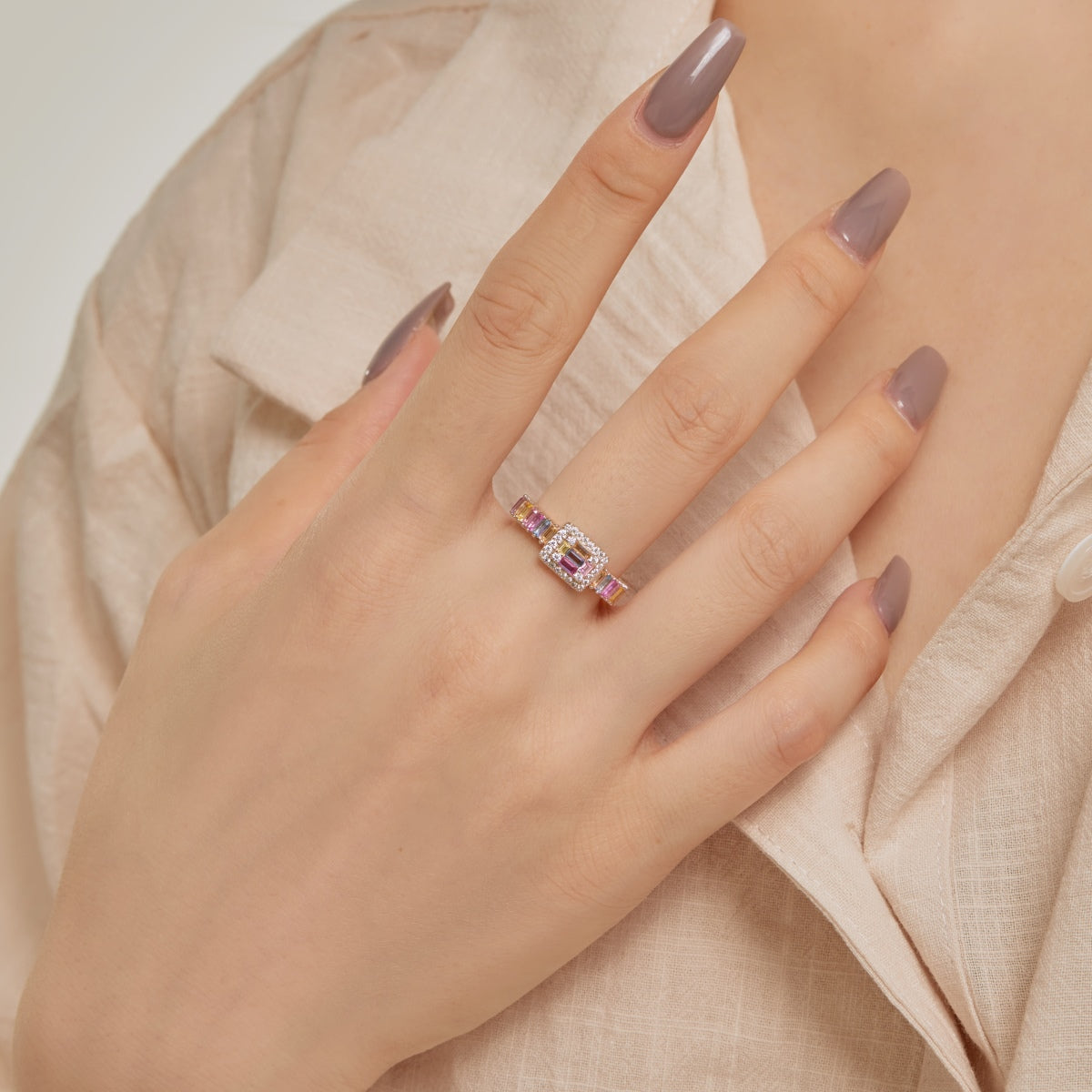 [Olivia Jewelry]Exquisite Colorful Radiant Cut Party Ring