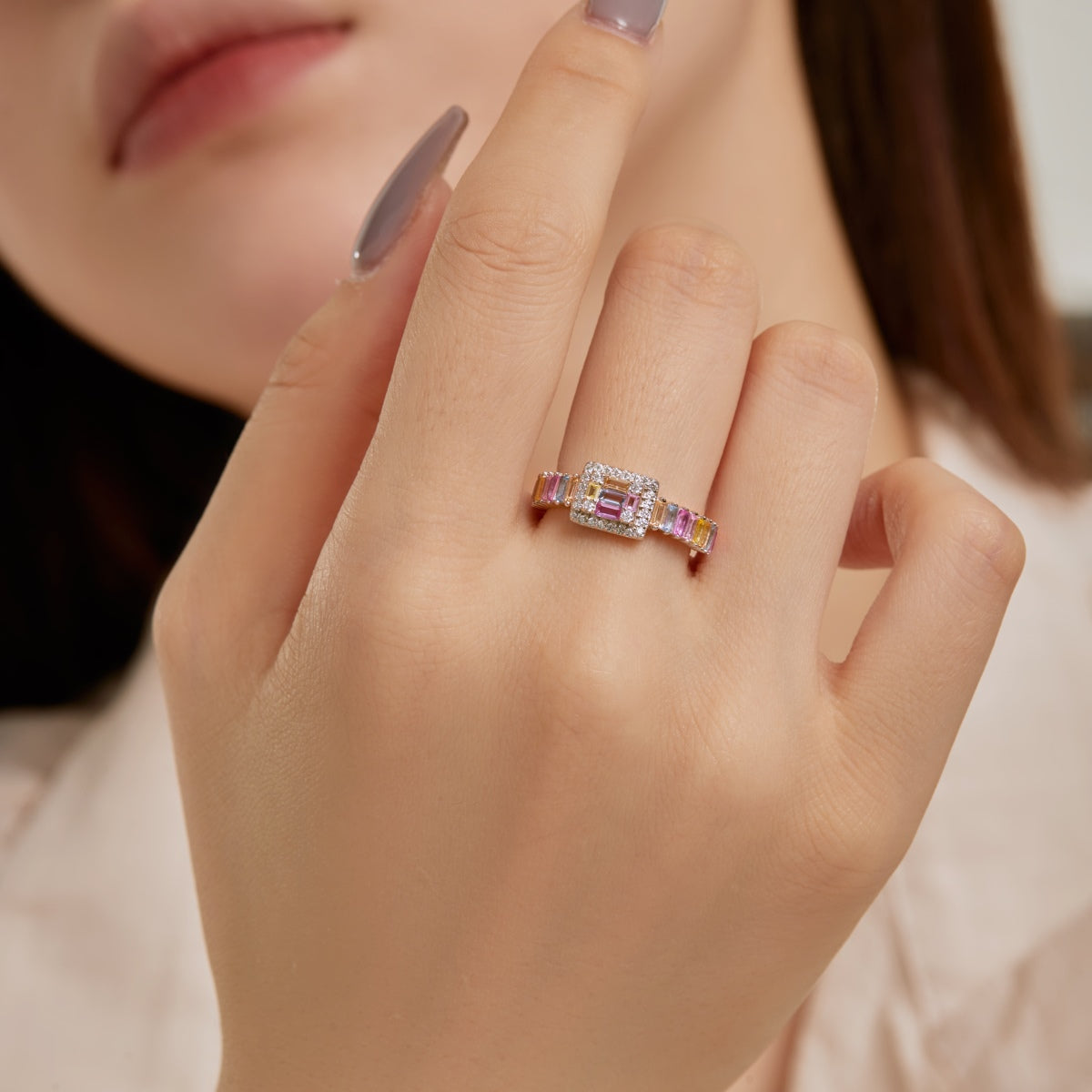 [Olivia Jewelry]Exquisite Colorful Radiant Cut Party Ring