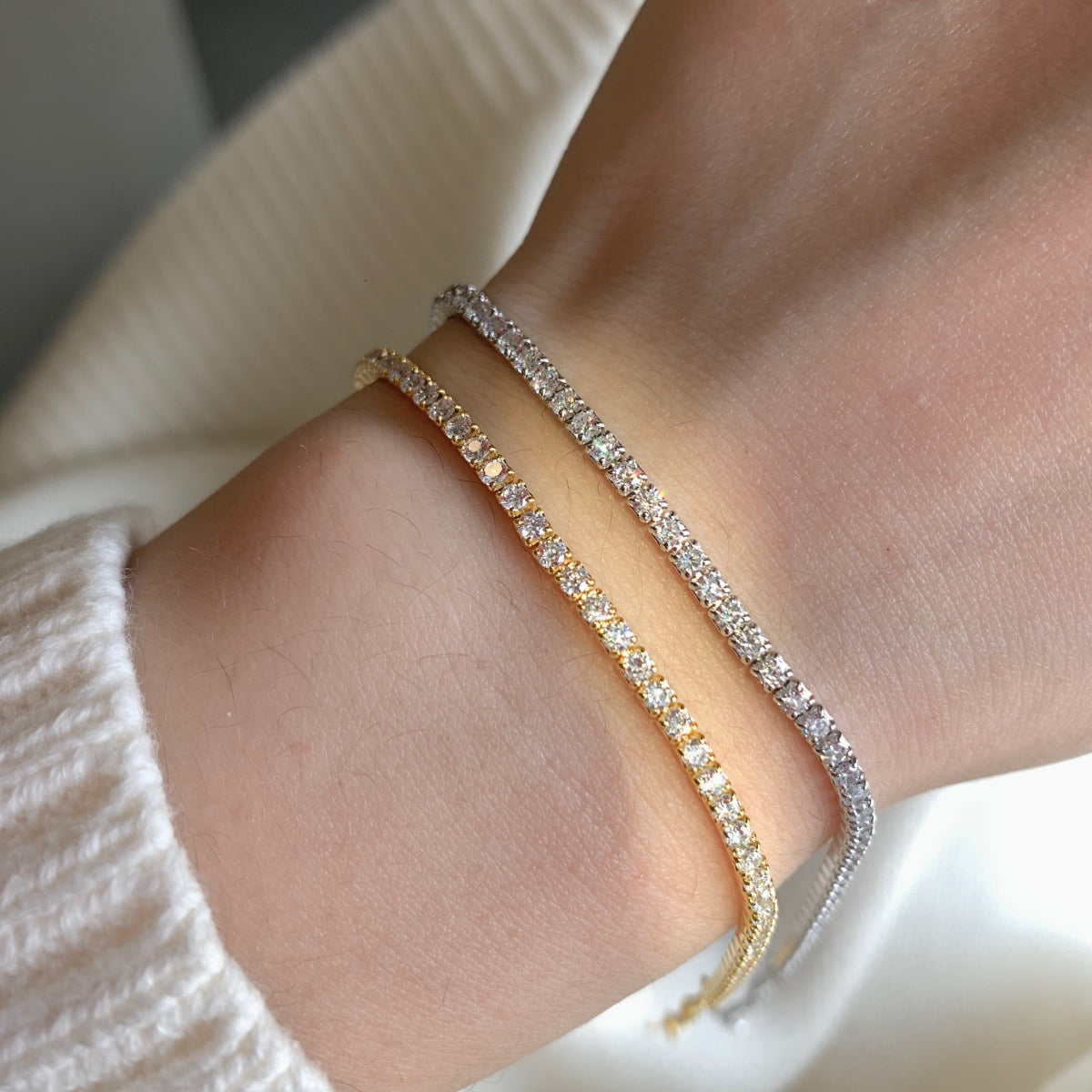 [Olivia Jewelry]Radiant Shinning Princess Cut Tennis Bracelet