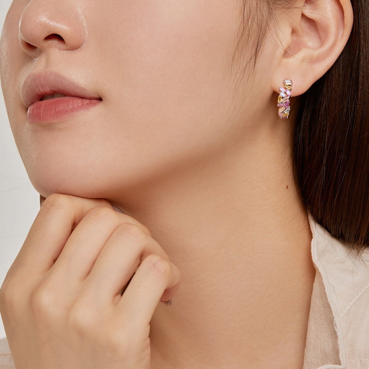 [Olivia Jewelry]Dazzling Colorful Emerald Cut Daily Earrings
