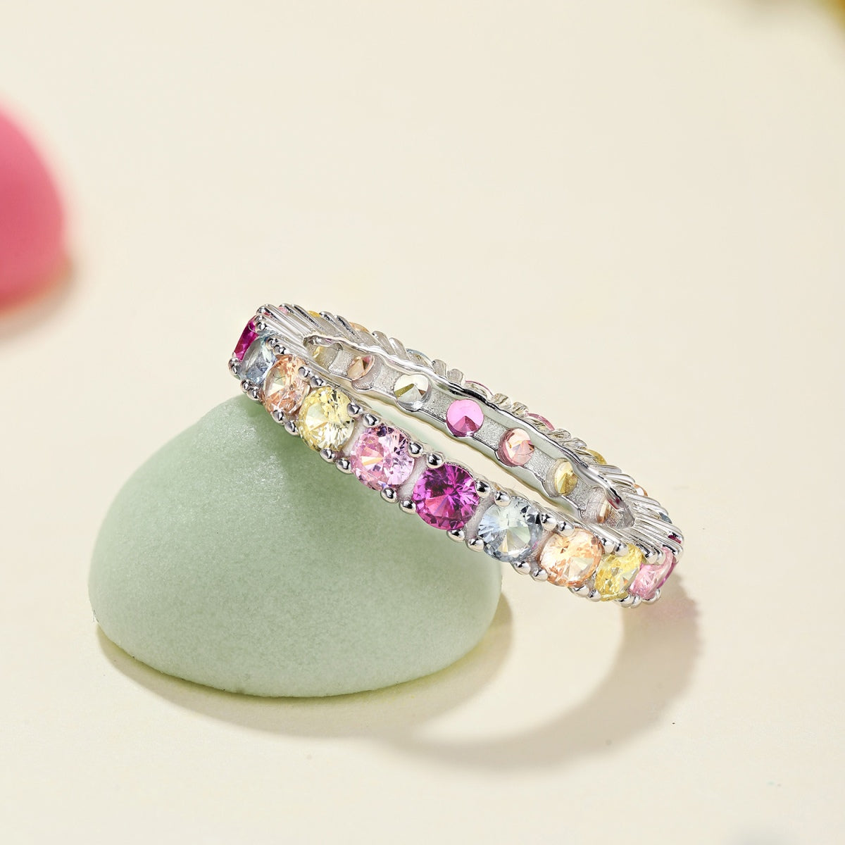 [Olivia Jewelry]Dazzling Lustrous Round Cut Tennis Ring