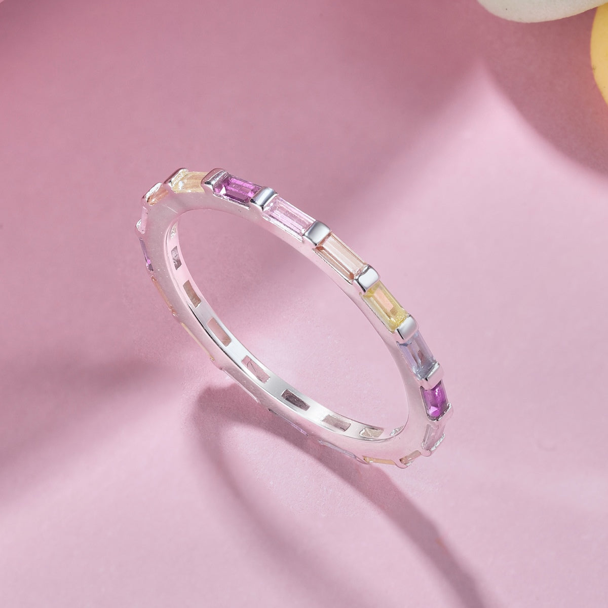 [Olivia Jewelry]Exquisite Multicolored Emerald Cut Daily Ring