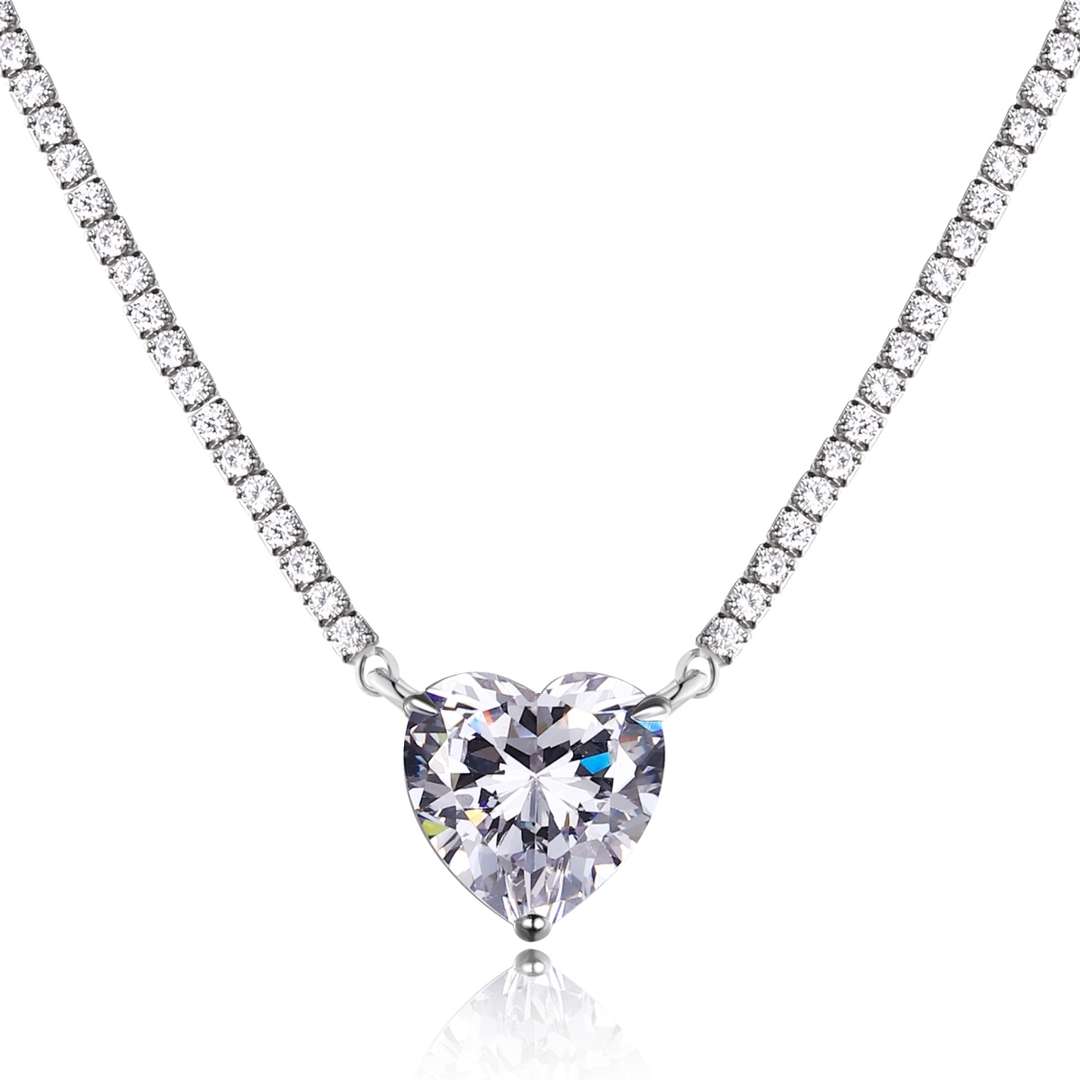[Olivia Jewelry]8.0 Carat Versatile Colorful Sweet Heart-Shaped Tennis Necklace