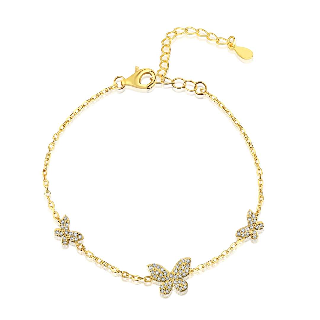 [Olivia Jewelry]Delicate Butterfly Pendant Bracelet