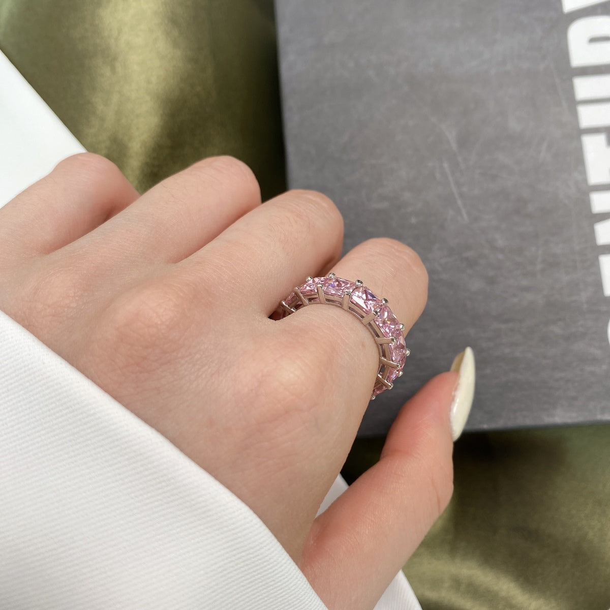 [Olivia Jewelry]Elegant Princess Cut Tennis Ring