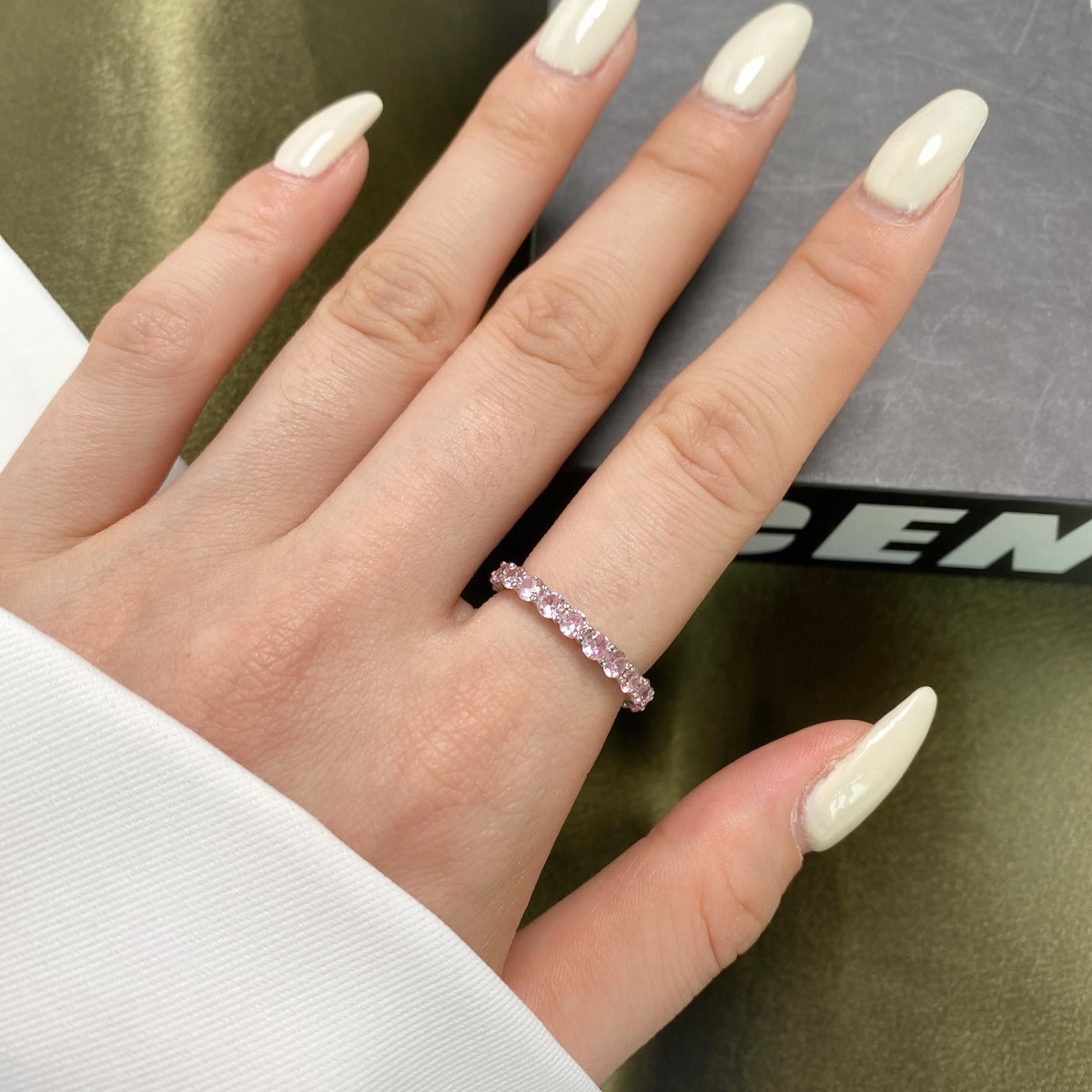 [Olivia Jewelry]Sparkling Round Cut Tennis Ring