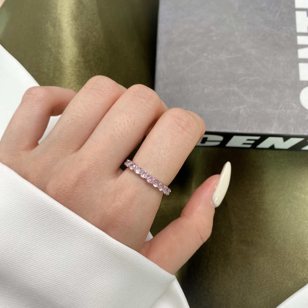 [Olivia Jewelry]Sparkling Round Cut Tennis Ring