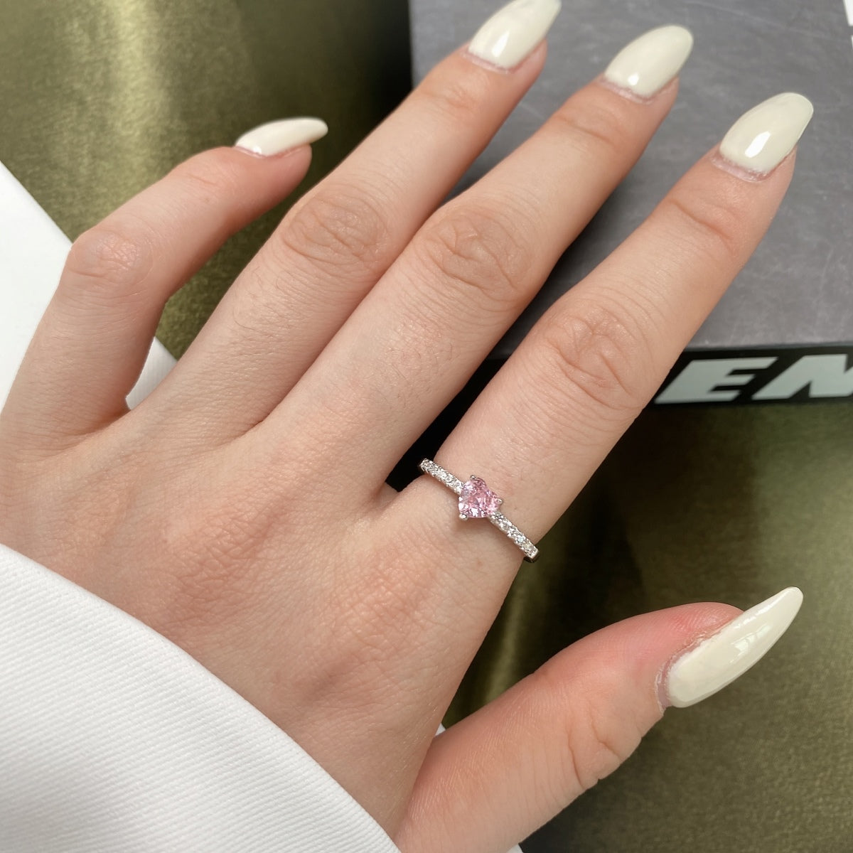 [Olivia Jewelry]0.5 Carat CaratEternity Charming Heart Shape Lover Ring