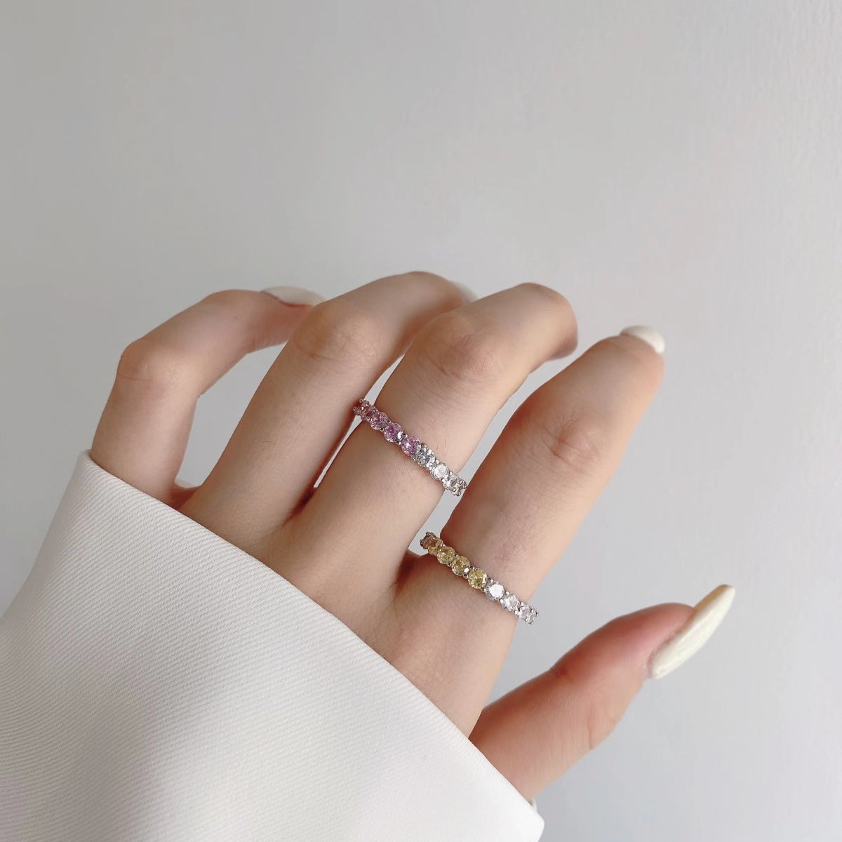 [Olivia Jewelry]Sparkling Round Cut Tennis Ring