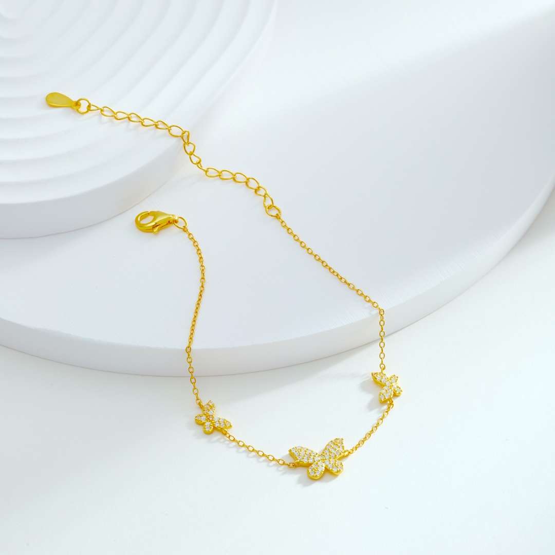 [Olivia Jewelry]Delicate Butterfly Pendant Bracelet
