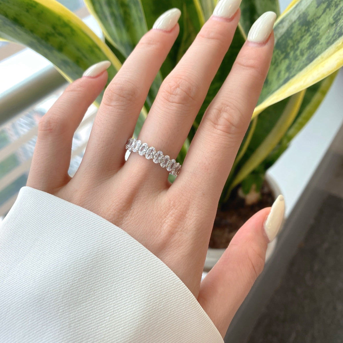[Olivia Jewelry]Ornate Oval Cut Tennis Ring